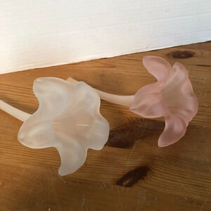 Vintage Blown Satin  Glass Flowers